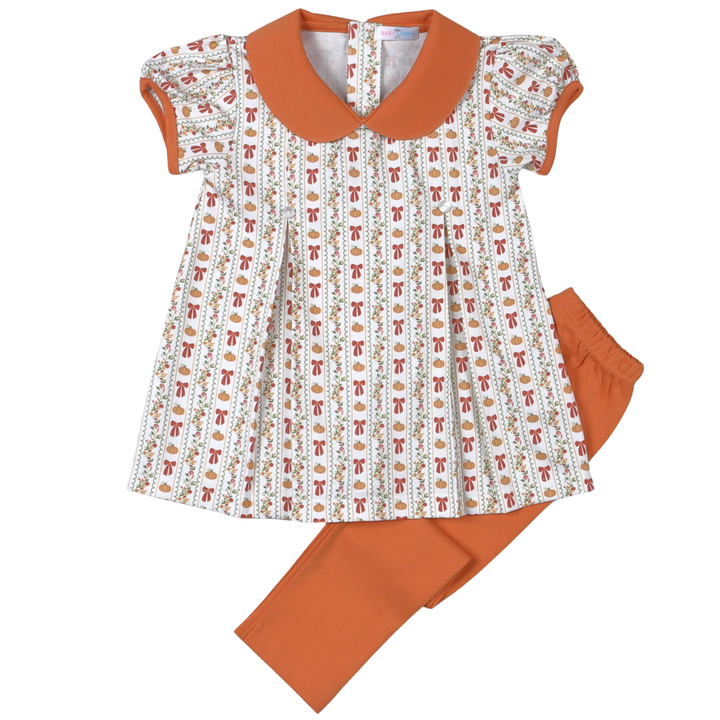 Greatfull Day Pumpkins Scallop Collar Pant Set by Baby Loren