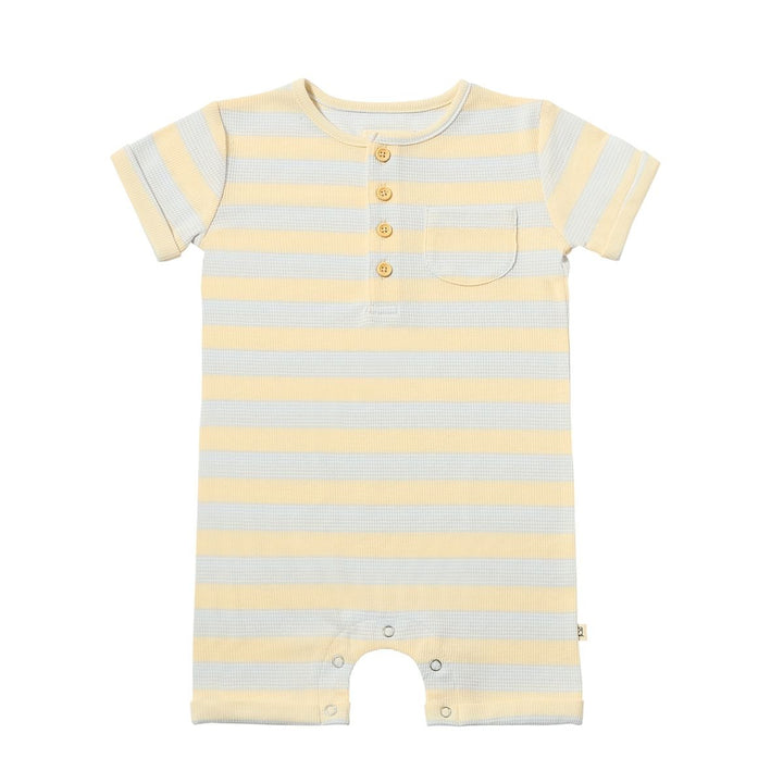 Martingale Blue / Cream Stripe Henley Romper by Me & Henry