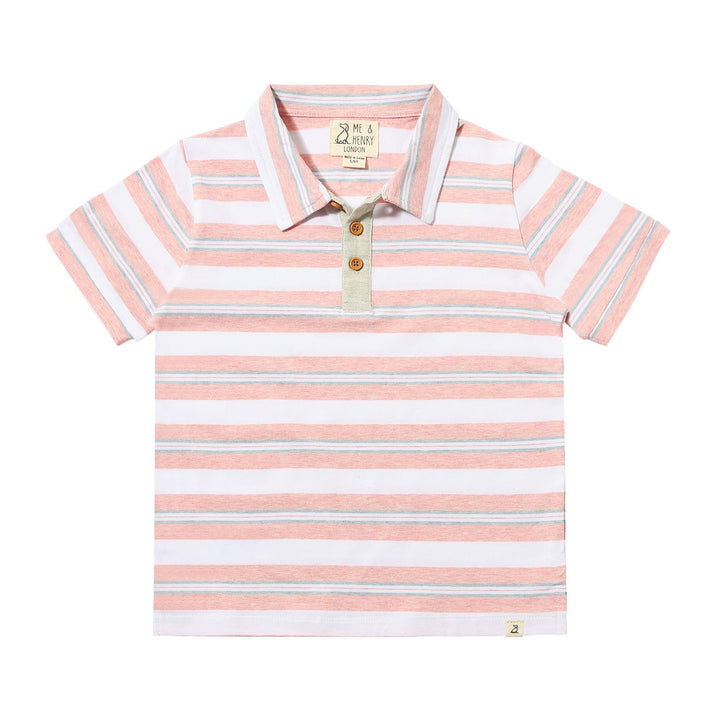 Shipping Pink / Gray / White Stripe Polo by Me & Henry