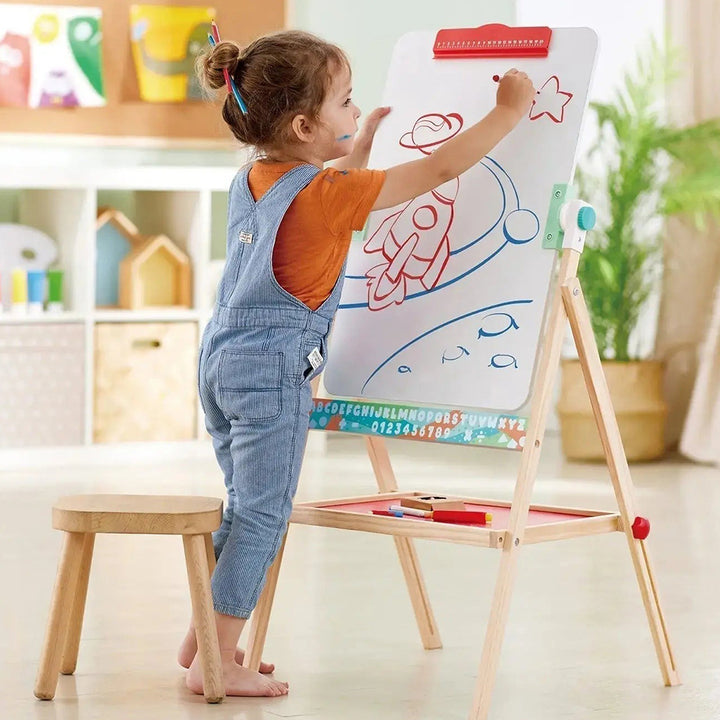 Hape Flip Flat Easel Foldable Double-Sided Blackboard & Whiteboard With Chalks, Markers