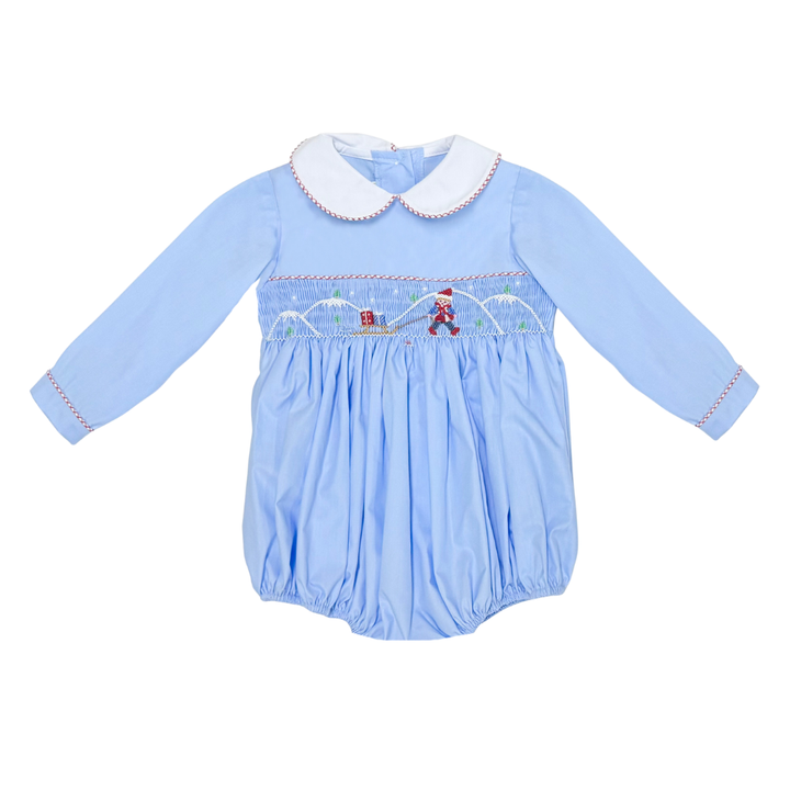 Holiday Sled Ride Smocked Benjamin Bubble by Zuccini Kids