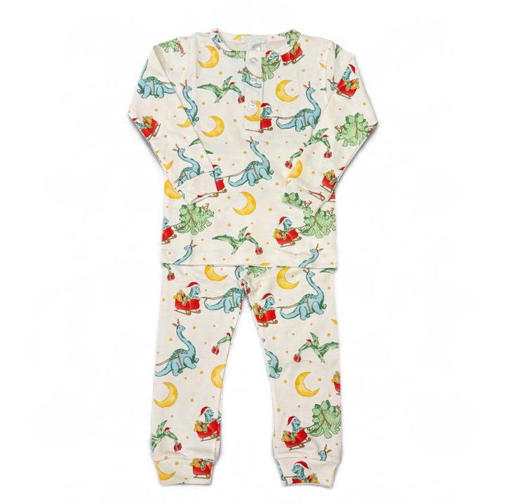 Dinosaur Santa Christmas Pima Pajama Set by La Luna