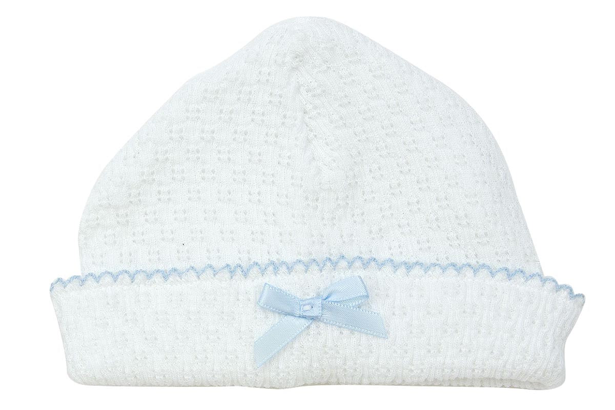 Blue Trimmed White Saylor Cap with Bow by Paty