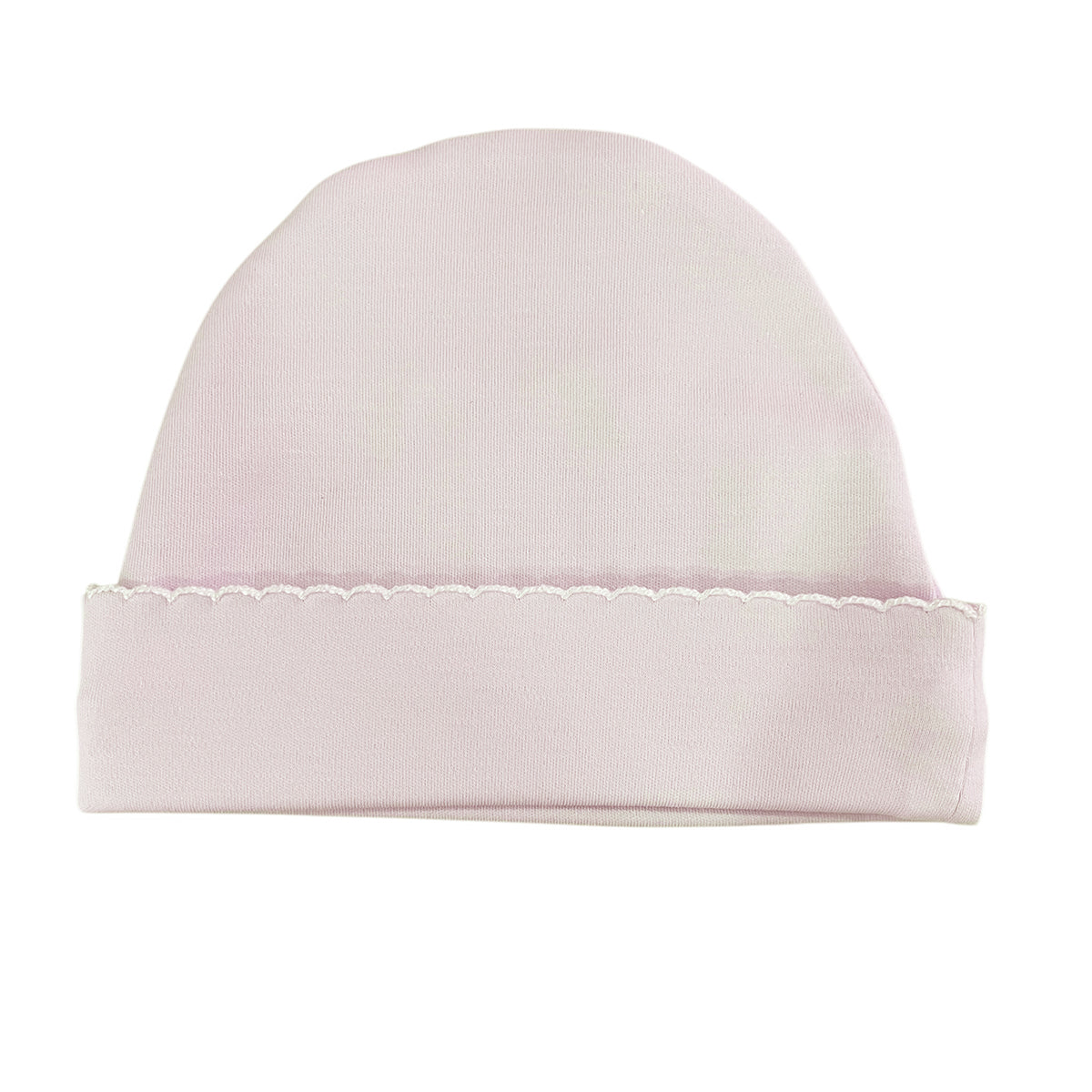 PInk with White Trim Picot Beanie Hat by Squiggles