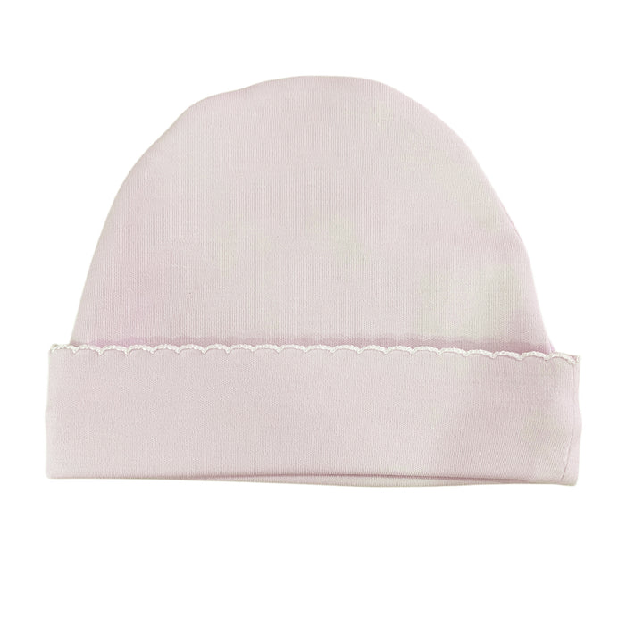 Pink with White Trim Picot Beanie Hat by Squiggles