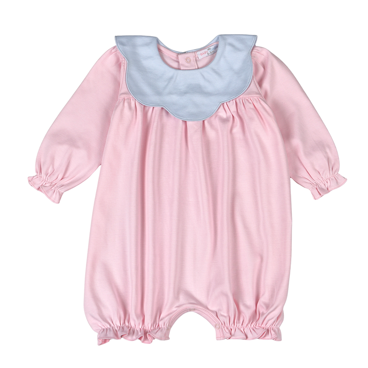 Pink with Blue Scallop Collar Emma Bubble by Baby Loren