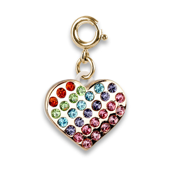 Gold Rainbow Sparkle Heart Charm by Charm It!