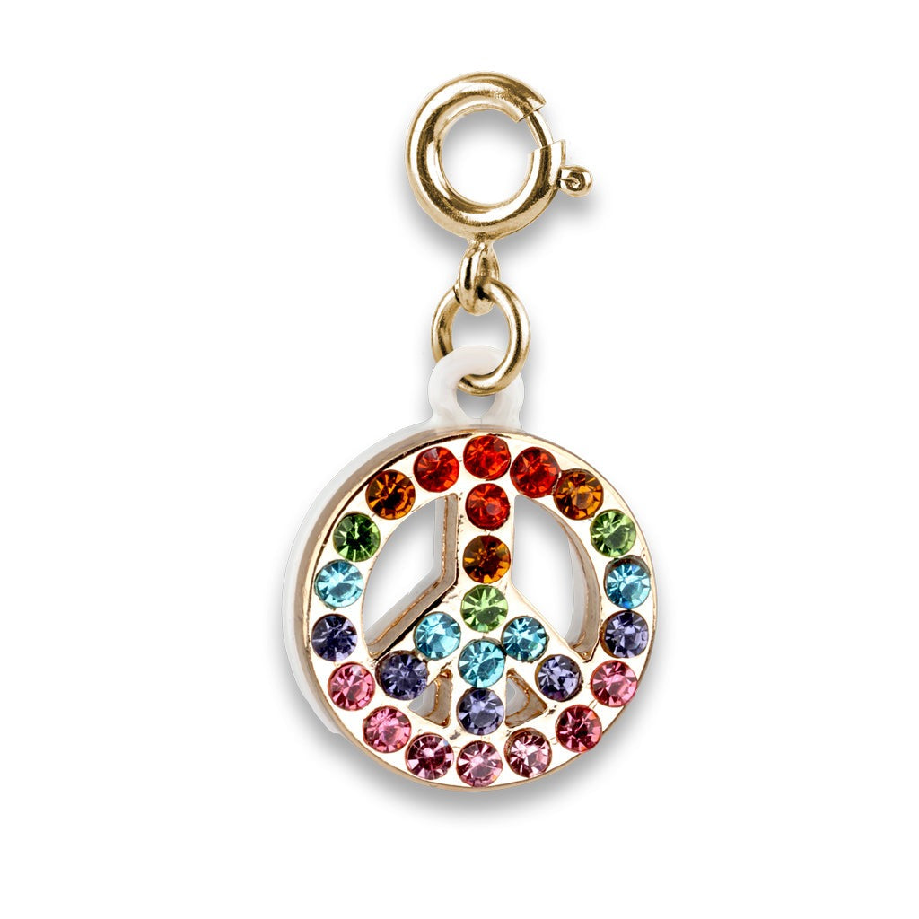 Gold Rainbow Sparkle Peace Sign Charm by Charm It!