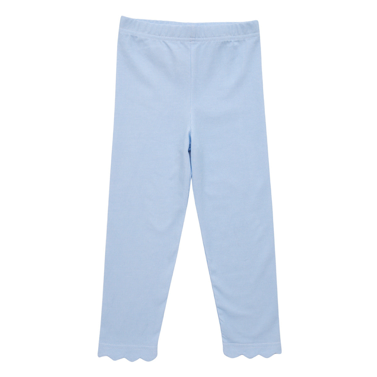 Light Blue Microgingham Scalloped Leggings by Trotter Street Kids