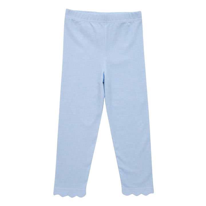 Light Blue Microgingham Scalloped Leggings by Trotter Street Kids