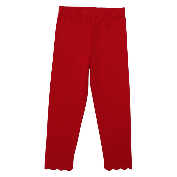 Red Scalloped Leggings by Trotter Street Kids