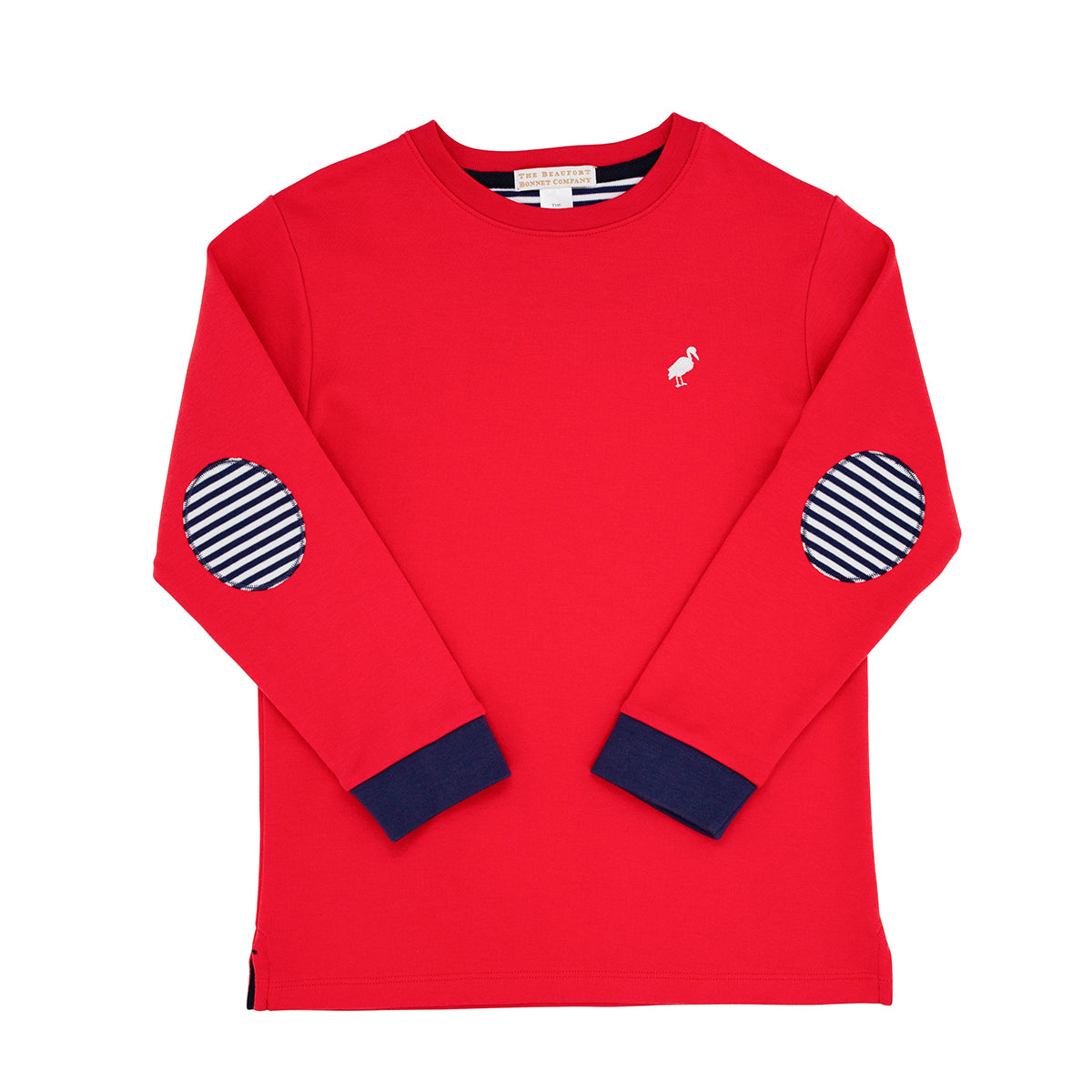 TBBC RIchmond Red Scott Stadium Shirt with Nantucket Navy Stripe Elbow Patches