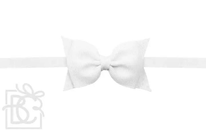 Beyond Creations Sophia Flat Pantyhose Headband with 2.5-inch Dainty Bow - Antique White