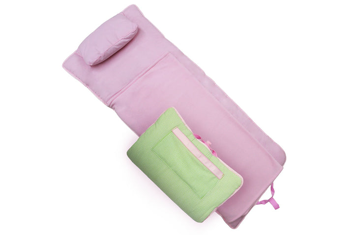 Sweet Pea (Green with Pink Trim) Seersucker Nap Roll by Mint Sweet Little Things