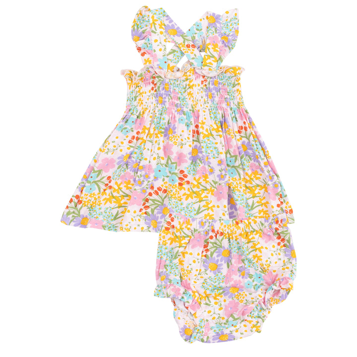 Amelia Floral Ruffle Smocked Top & Bloomer Set by Angel Dear