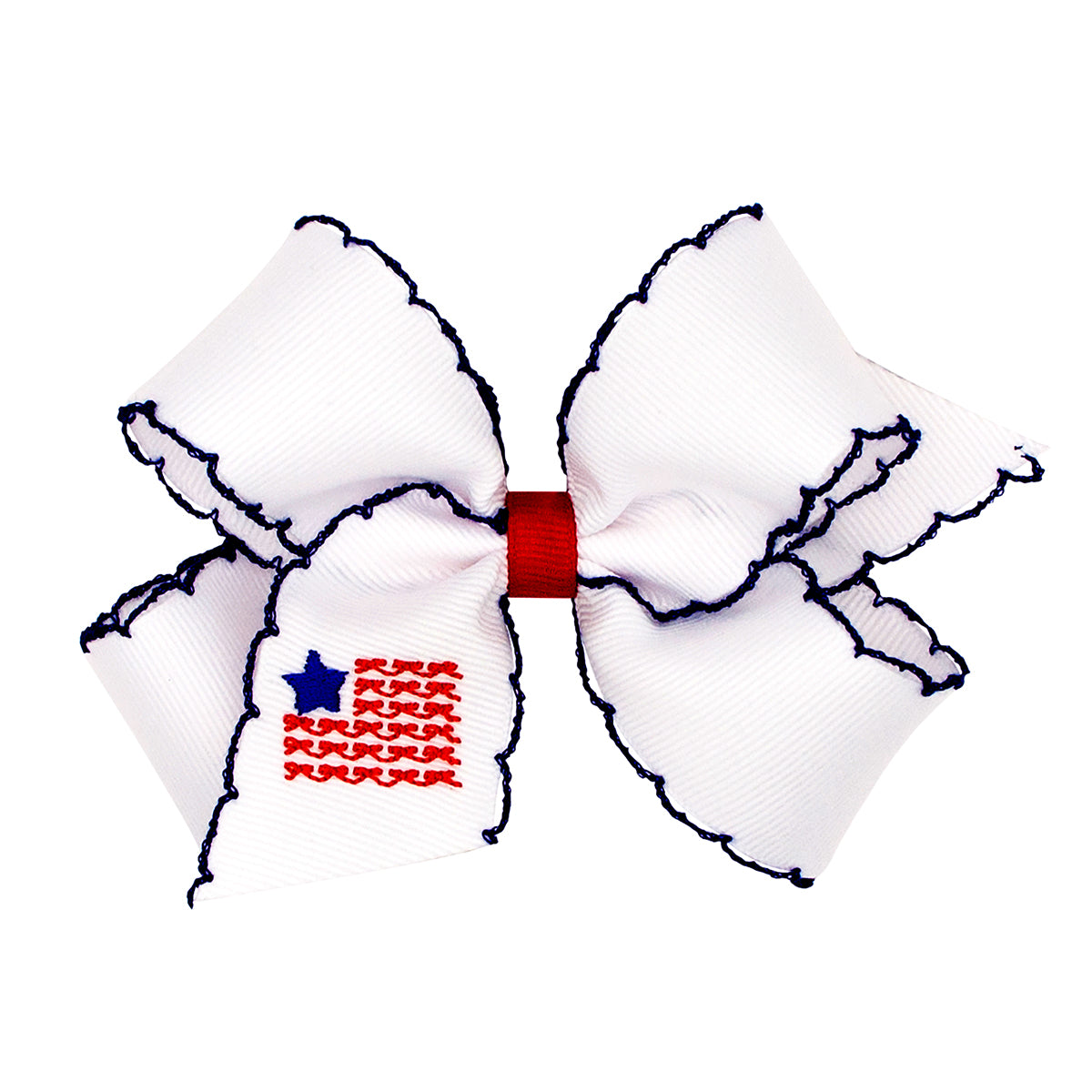 American Flag Embroidered on Moonstitch Bow by Wee Ones (2 sizes)