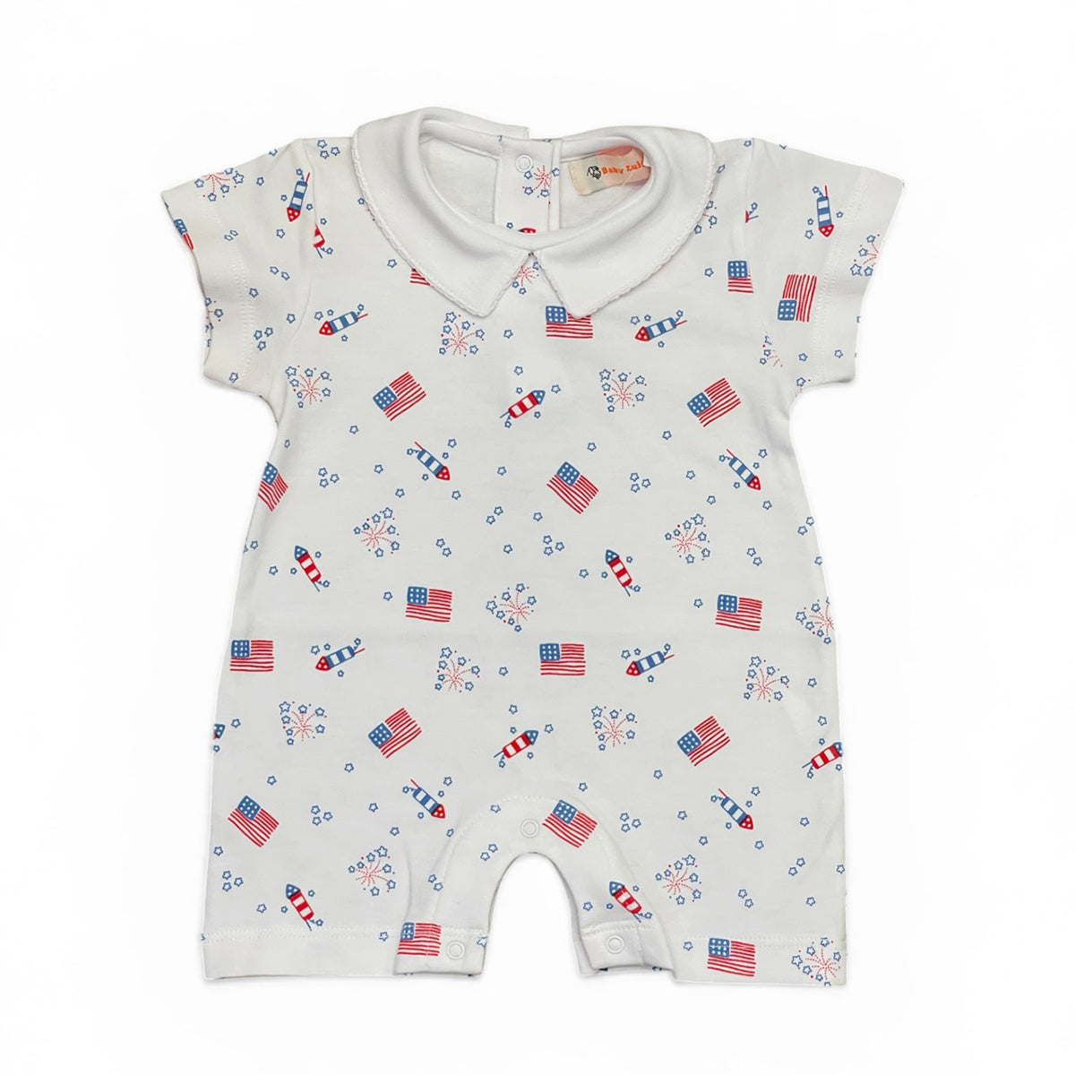 American Flags and Fireworks Boy Romper by Luigi