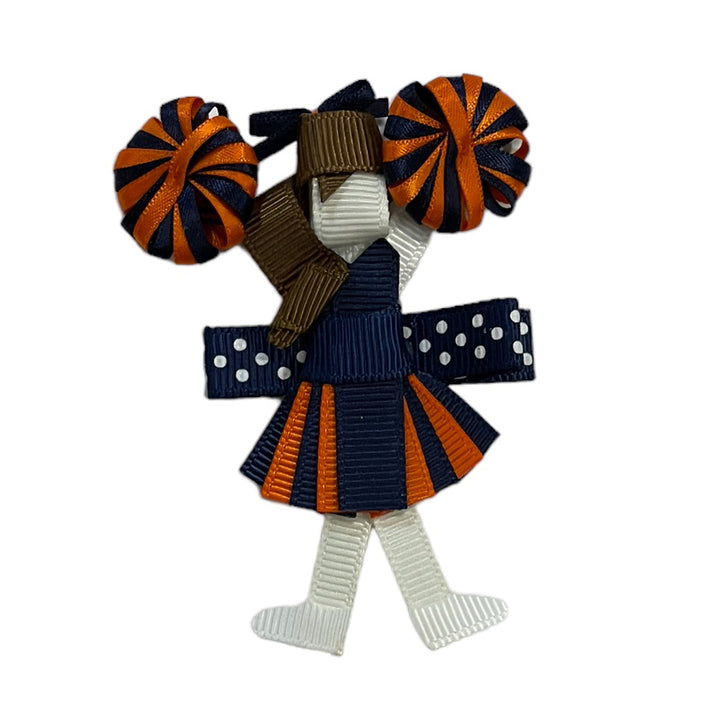 Navy/Orange Cheerleader Sculpture Bow (4 hair colors)