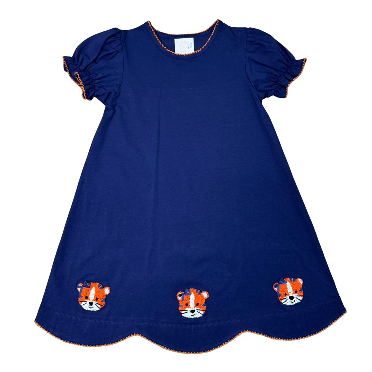 Navy / Orange Tiger Scalloped Dress by Whimsy Bay Kids