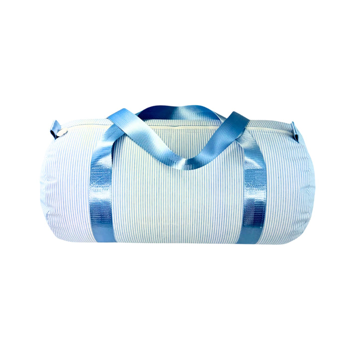 Baby Blue Stripe GLOSSY Baby Duffel by Mint Sweet Little Things
