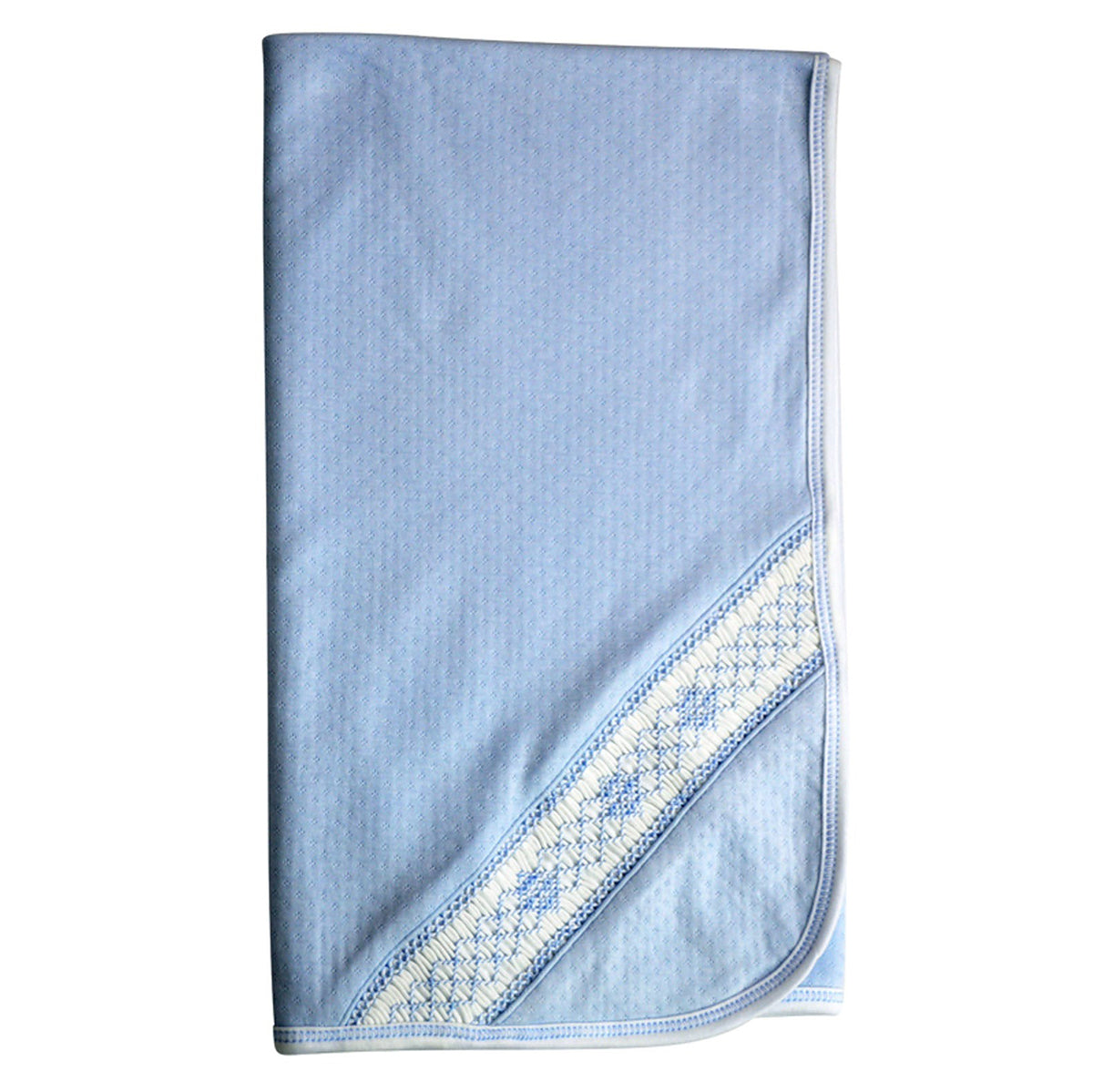 Blue Jacquard Smocked Blanket by Baby Threads