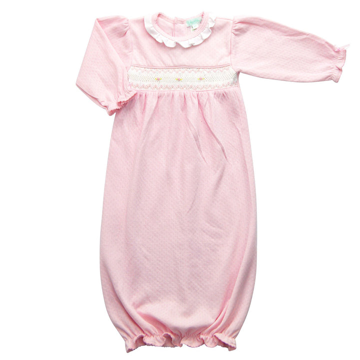 Girl Newborn Smocked Jacquard Gown by Baby Threads