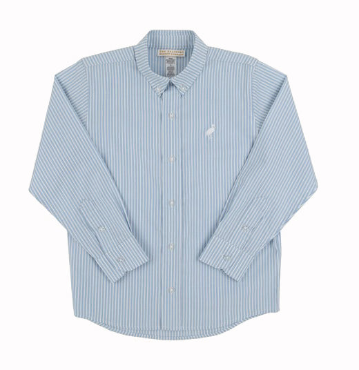 Barrington Blue Tally Ticking Stripe Dean's List Dress Shirt by The Beaufort Bonnet Company