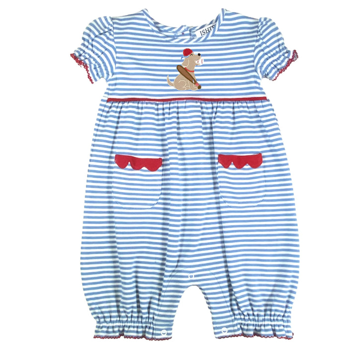 Baseball Dog Girl's Romper by Ishtex