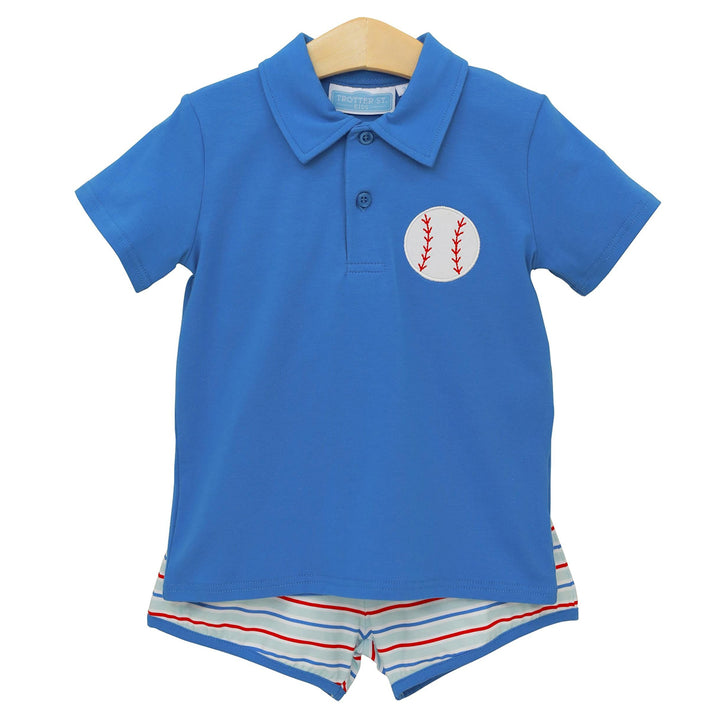 Play Ball Baseball Polo Short Set by Trotter Street Kids