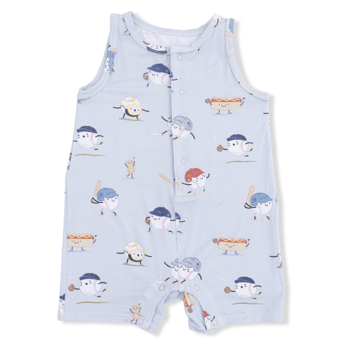 Baseballs Playing Baseball Sleeveless Romper by Angel Dear