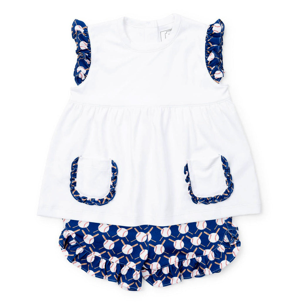 Up at Bat Baseball Girl's Short Set by Lila & Hayes