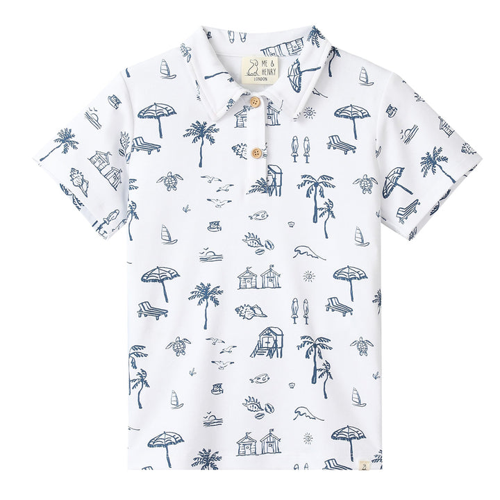Beach Print Polo by Me & Henry