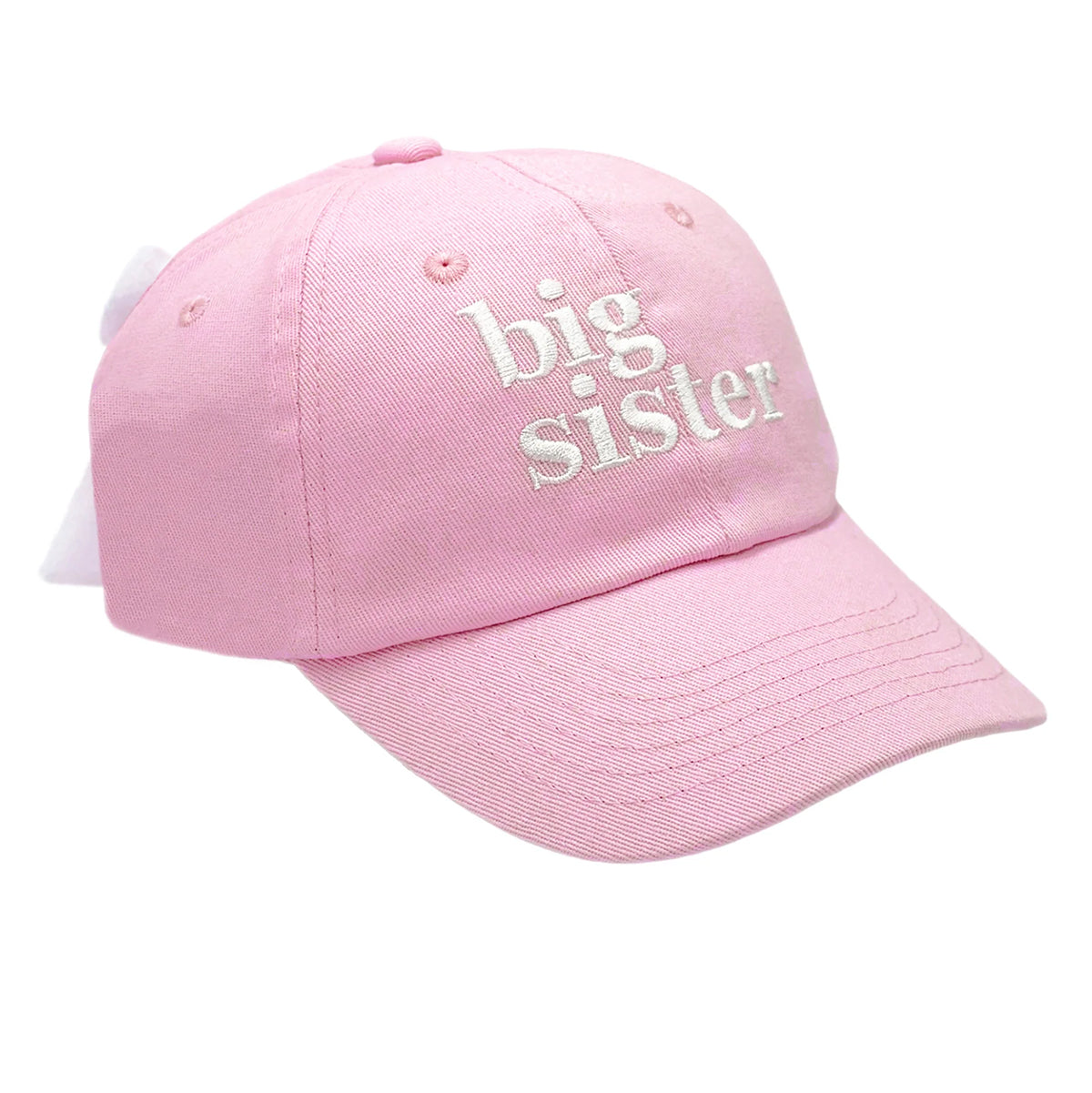 Big Sister Baseball Hat - Pink with White Bow - by Bits & Bows