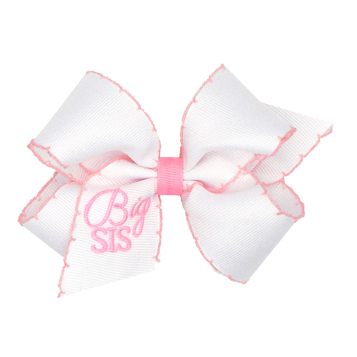 Big Sister Embroidered on Moonstitch Bow by Wee Ones (2 sizes)