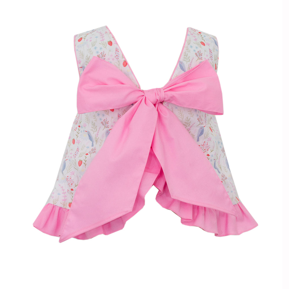 Birds Print Bloomer Set with Pink Bow by Claire & Charlie