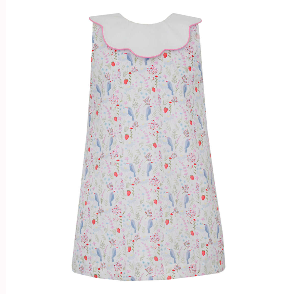 Birds Print Dress with Pink Bow by Claire & Charlie