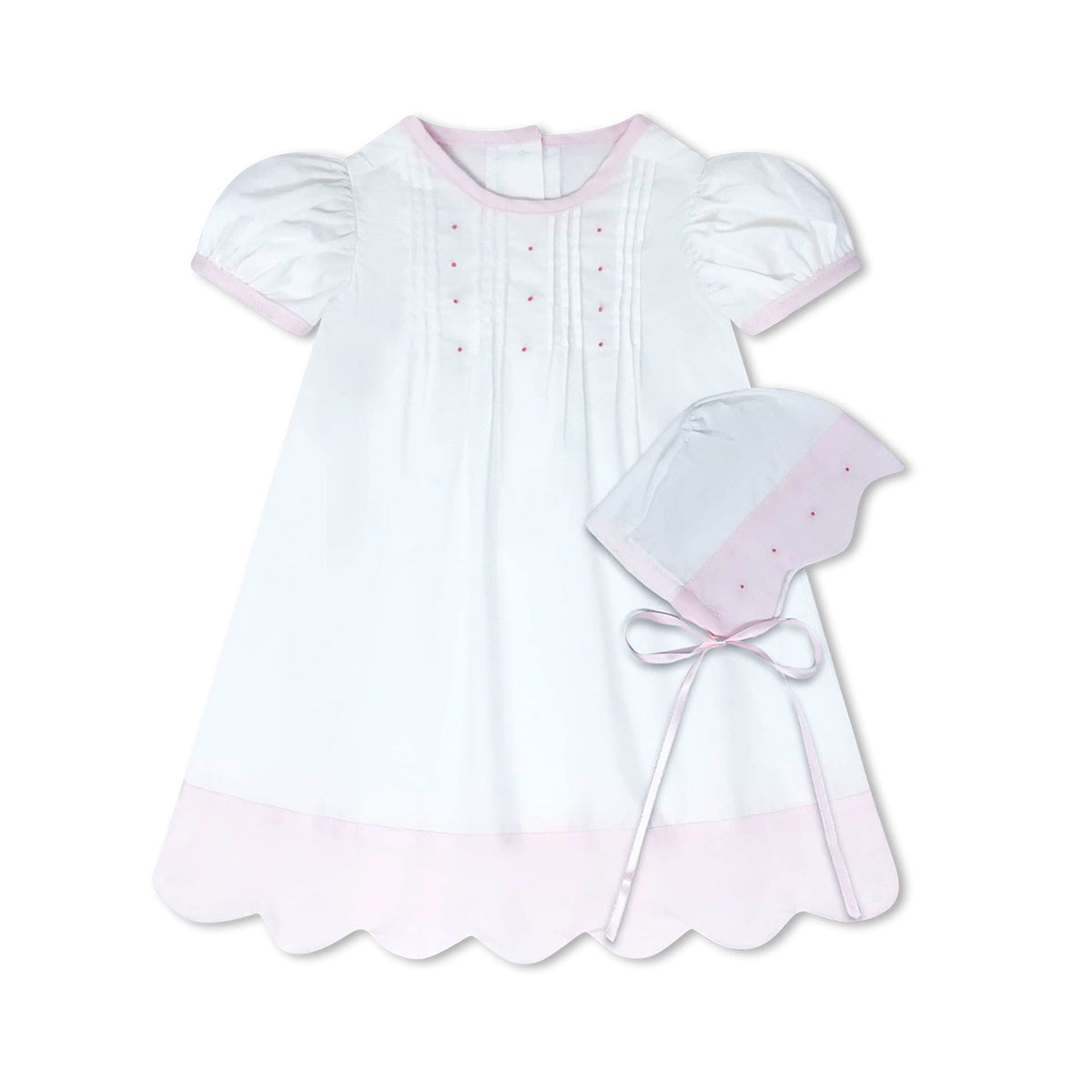 Pink Batiste Gown and Bonnet by Lullaby Set