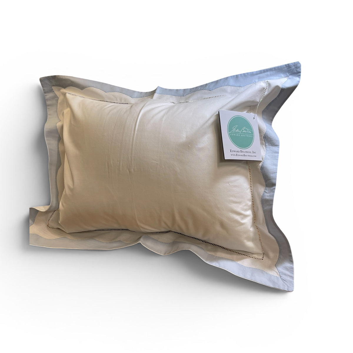 Edward Boutross Pillow - Blue Appliqued Edge Sham