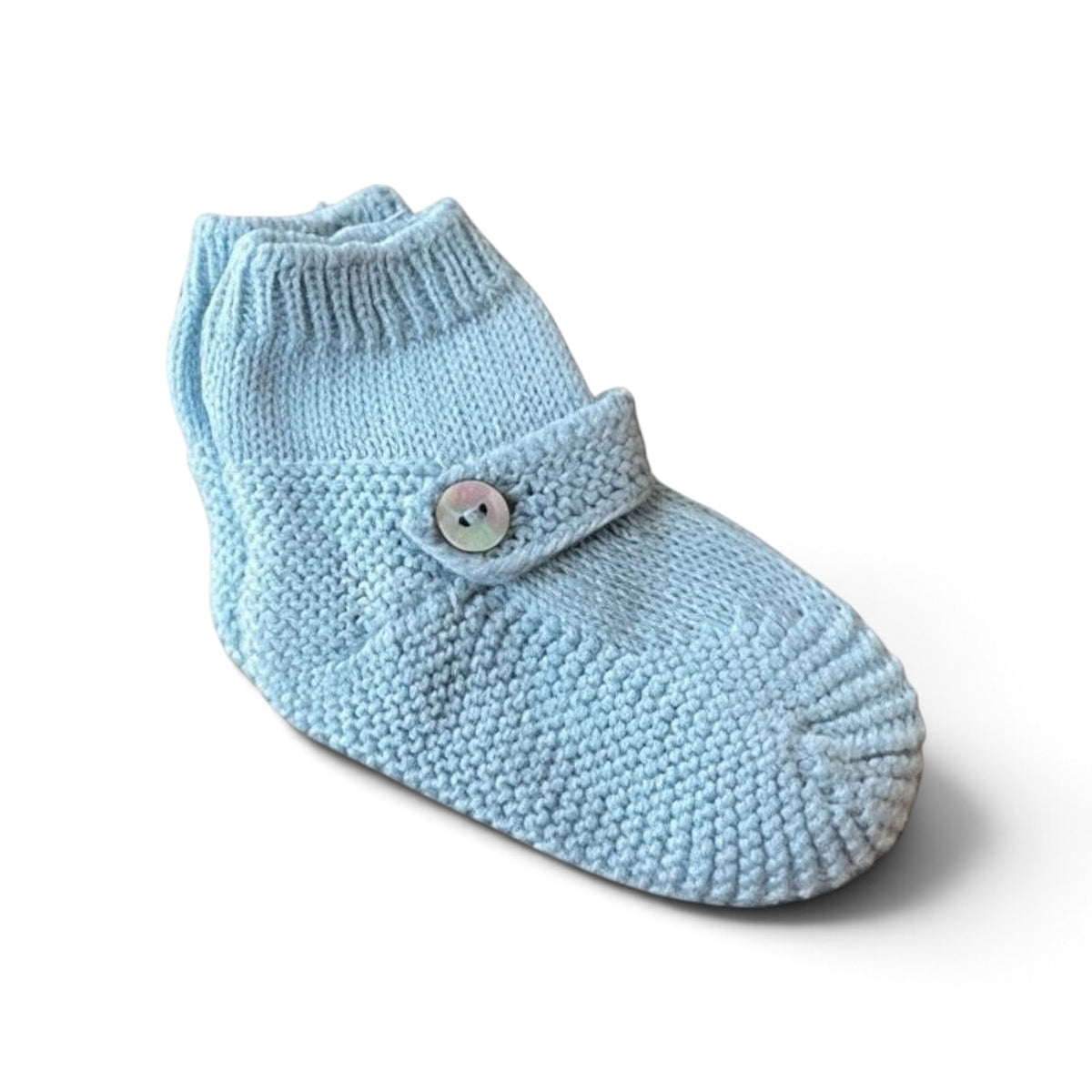 Blue Booties with Button by Mi Lucero