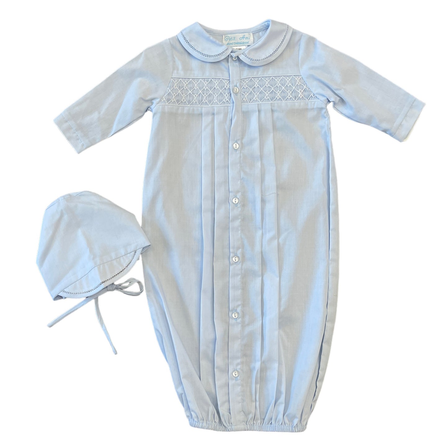 Petit Ami Blue Converter Gown with Hat - Newborn