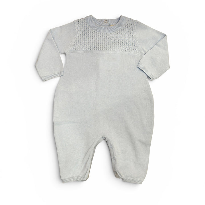 Blue Knit Diamond-Weave Romper by Zubels