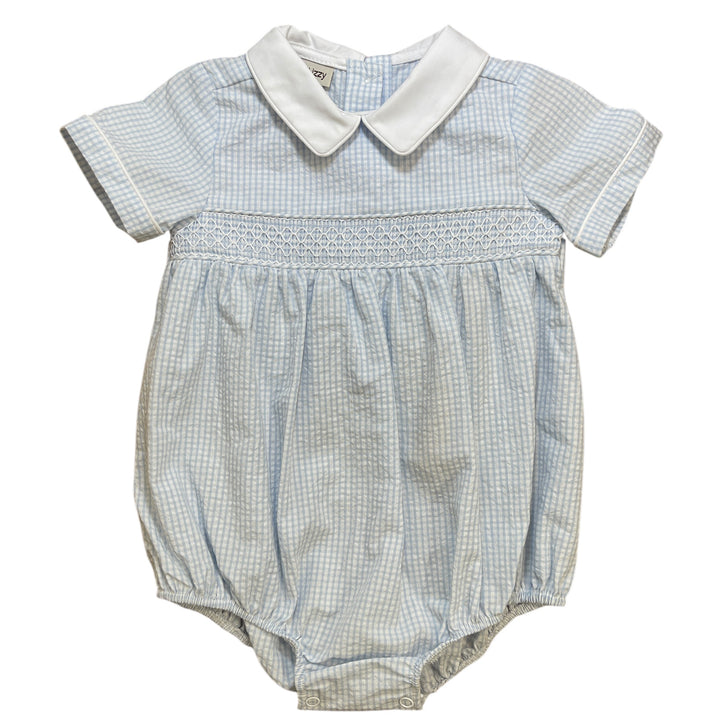 Blue Gingham Smocked Romper by Marco & Lizzy