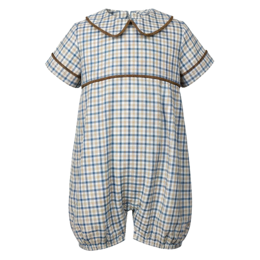 Blue / Khaki Plaid Romper by Ishtex