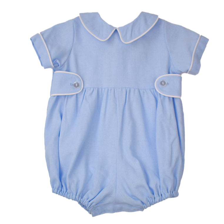 Blue Linen Boy's Romper by Funtasia Too