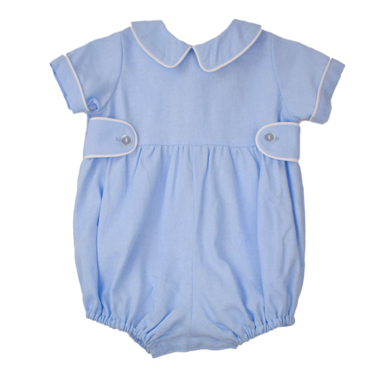 Blue Linen Boy's Romper by Funtasia Too
