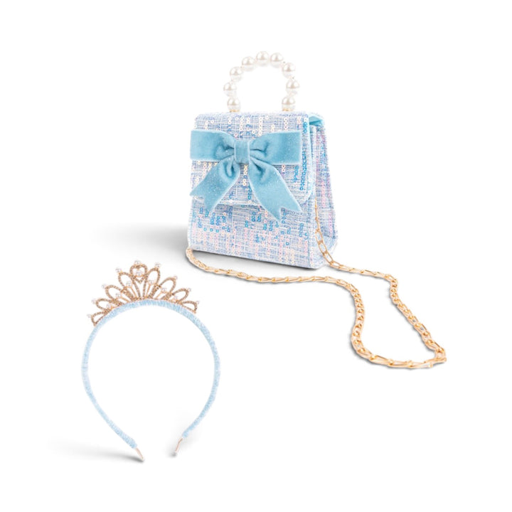 Blue Mademoiselle Mini Purse with Headband by Great Pretenders