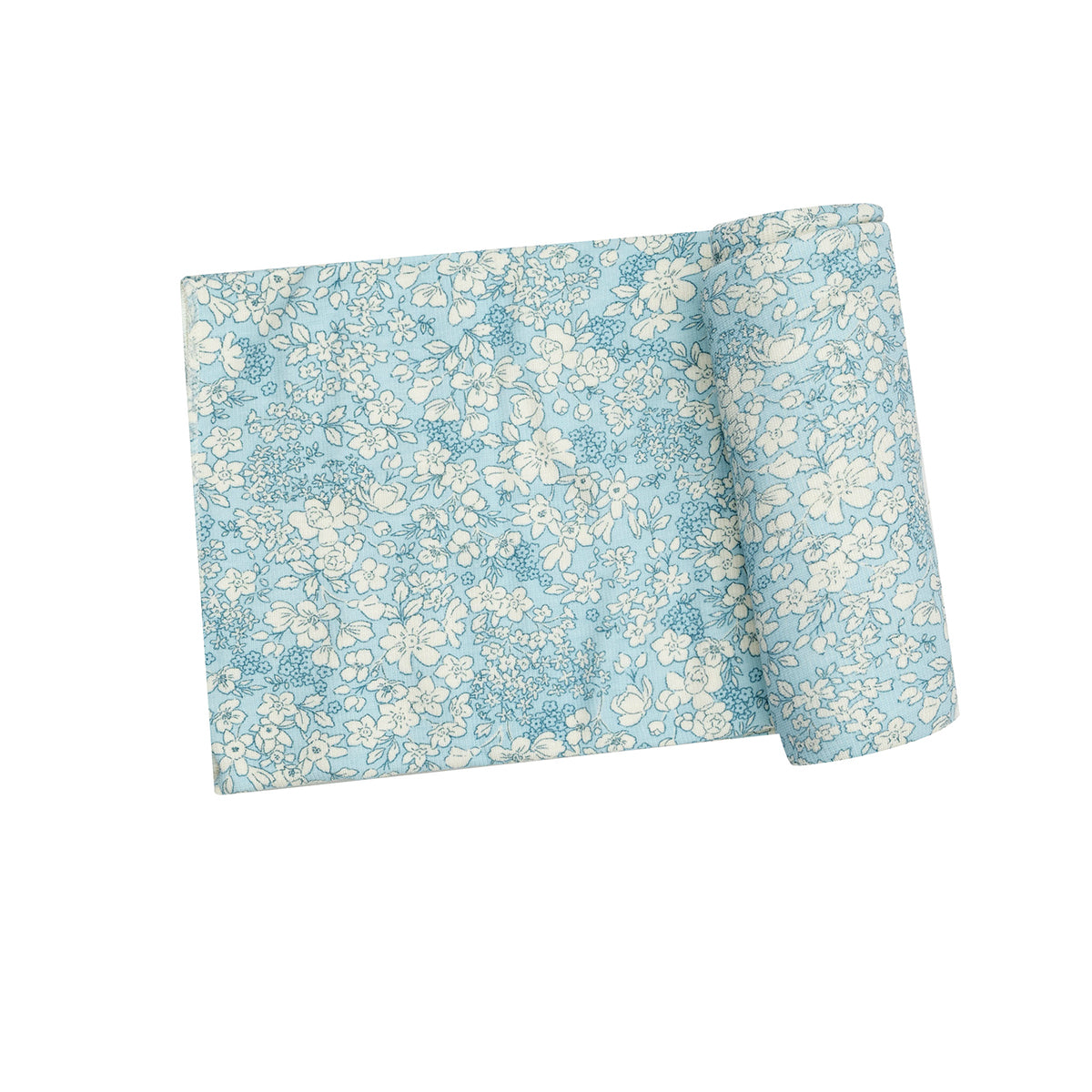 Ribbed Blue Meadow Floral Swaddle Blanket