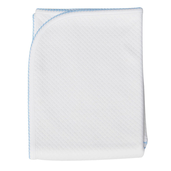 Blue Picot Trim Milano Quilted Blanket by Nellapima