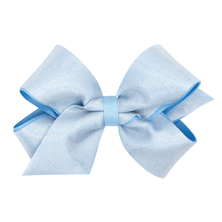 Blue Mirror Dot and Grosgrain Overlay Bow by Wee Ones (2 sizes)