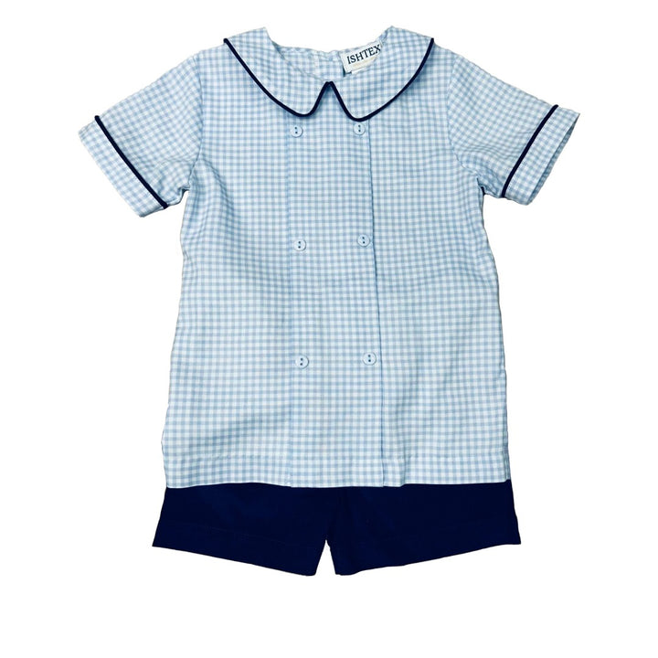 Blue Plaid Boy Short Set by Ishtex